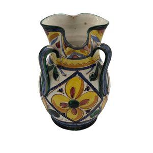 Vintage Italian Majolica Pottery Urn/Vase/Jug with Flowers Motif